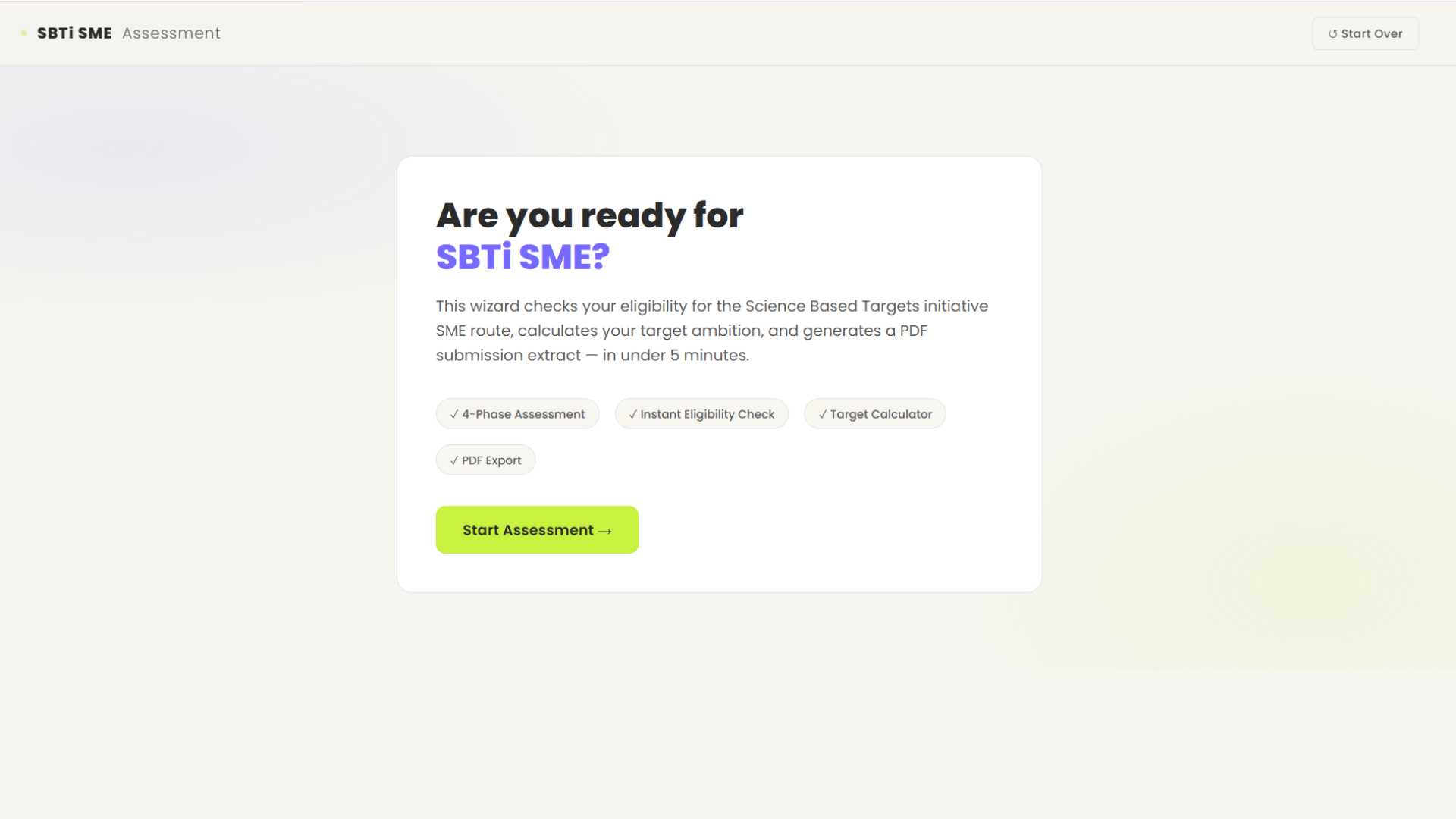 SBTi SME Assessment tool